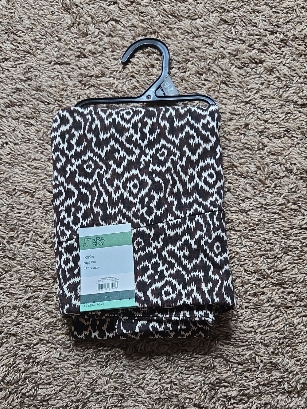 Terra & Sky 4X 28W - 30W Plus Size Leggings Pants 27" Inseam Texture Black Soot